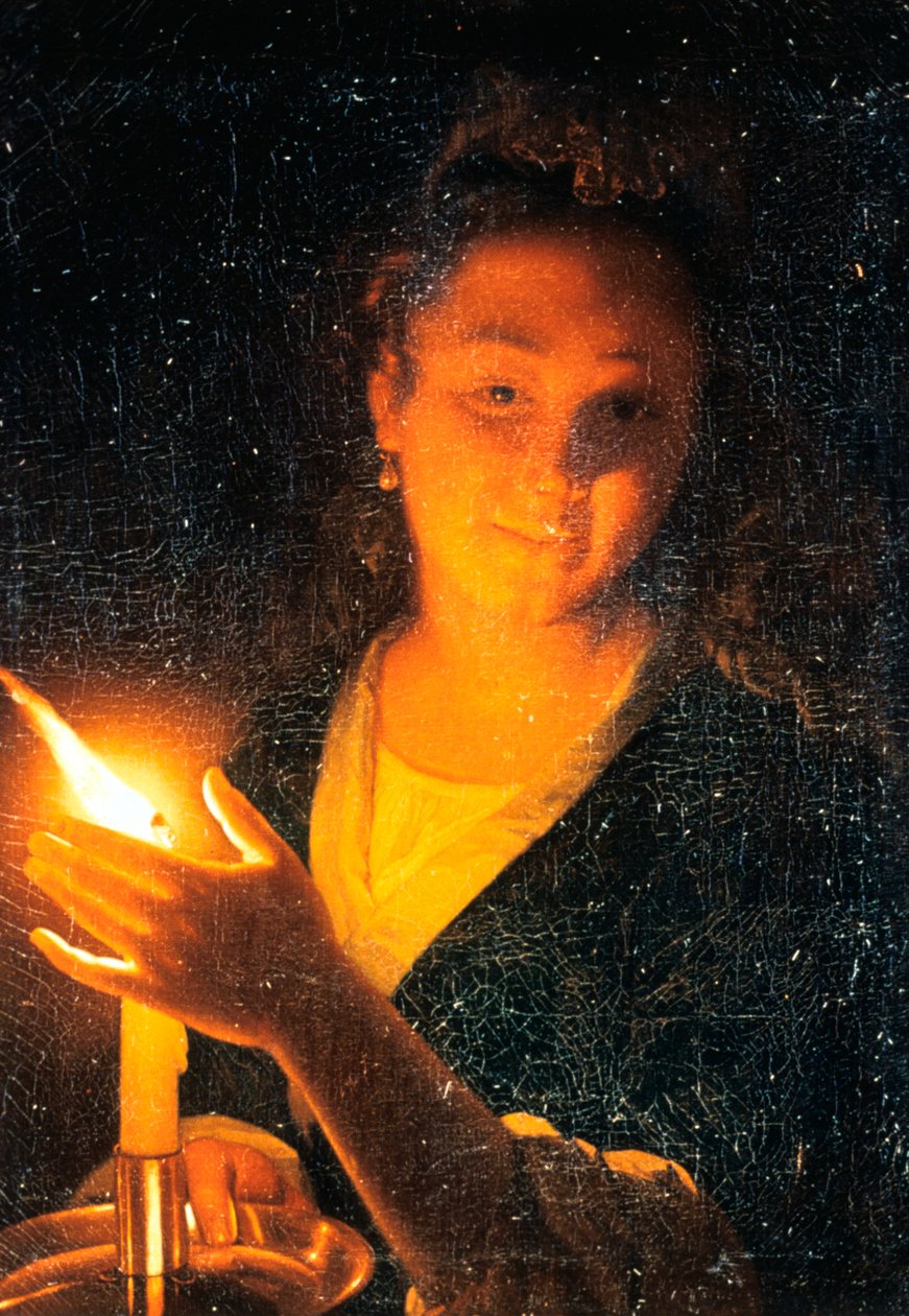 Kvinna med ljus, sent 1660-tal av Godfried Schalcken