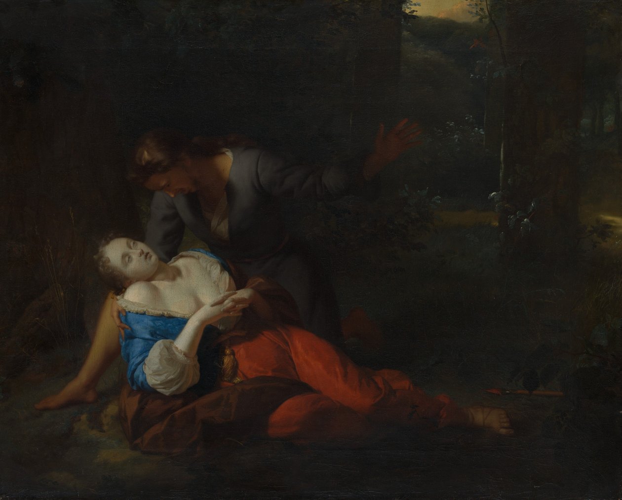 Cephalus och Procris, troligen 1680-talet. av Godfried Schalcken