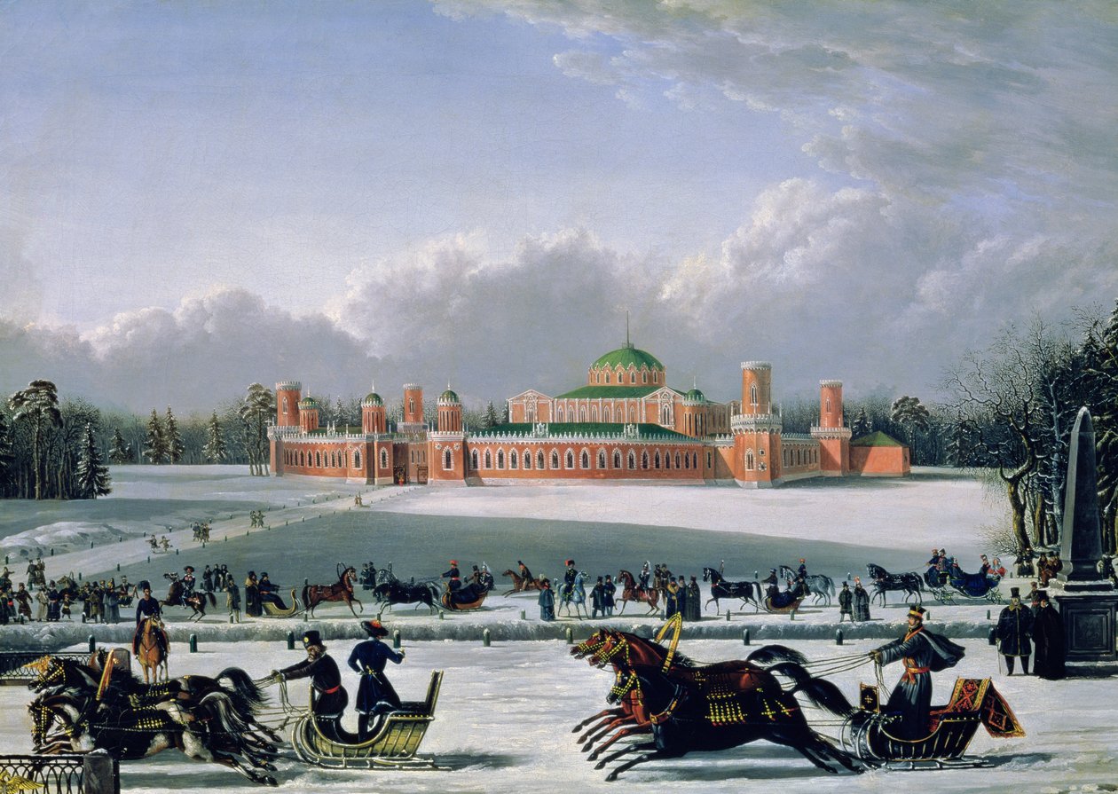 Slädelopp i Petrovsky Park i Moskva, 1848 av Golitsyn