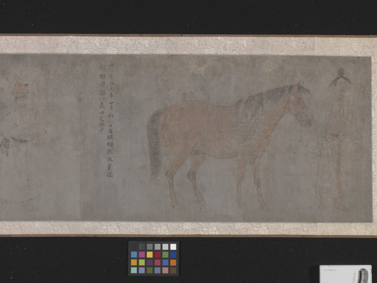 Five Tribute Horses (bläck och färg på papper) av Gonglin Li