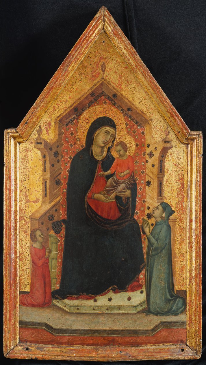 Madonna och barn tronade med två givare, 1315-30. av Goodhart Master