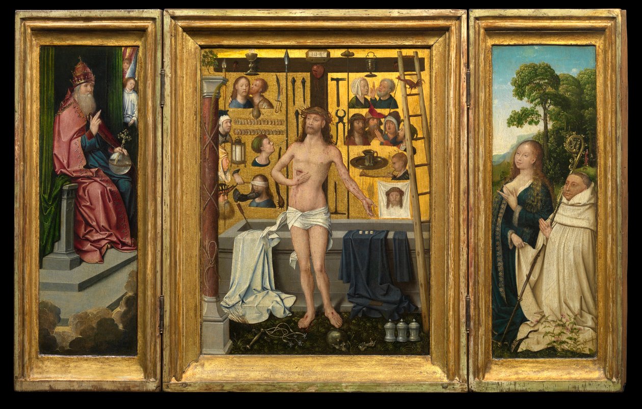 Triptyk av Antonius Tsgrooten (olja på panel) av Goossen van der (1465 c.1538) Weyden