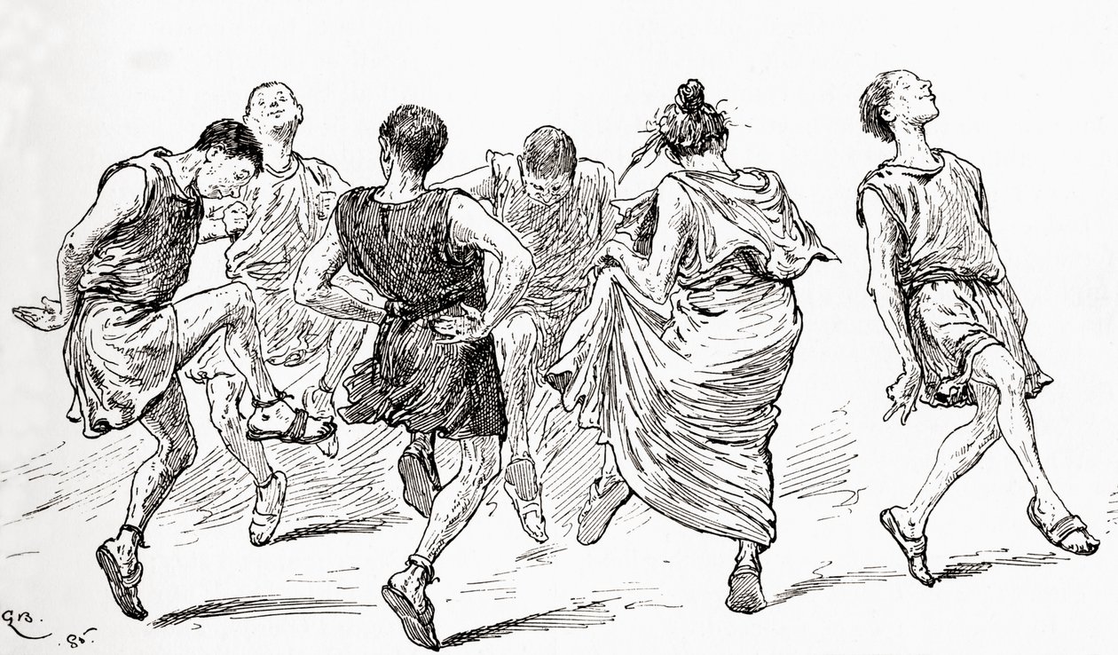En scen från William Shakespeares pjäs En midsommarnattsdröm, akt V, scen 1, en dans, från William Shakespeares verk, publicerad 1896. av Gordon Frederick Browne