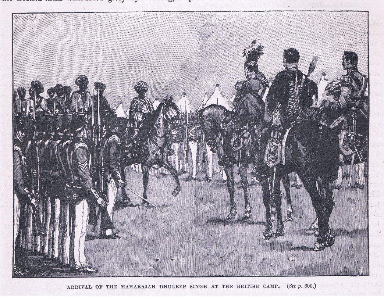 Britternas ankomst till Makharajah Dhuleep Singh vid det brittiska lägret AD 1846 av Gordon Frederick Browne