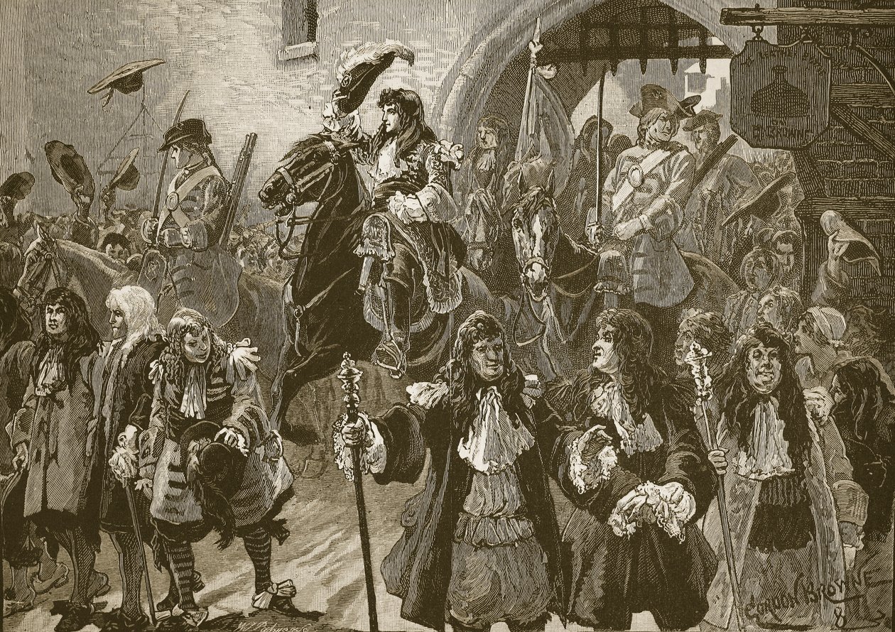 Prinsen av Oranges intåg i Exeter efter hans landning i Torbay, 1688 av Gordon Frederick Browne