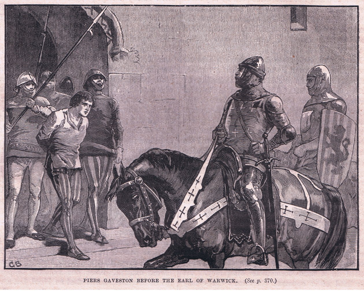Pier Gaveston före jarlen av Warwick AD 1312 av Gordon Frederick Browne