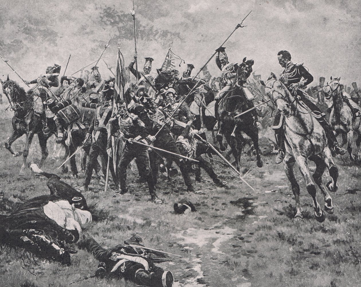 The Flag, Albuera, 16 maj 1811, illustration från "British Battles on Land and Sea", utgiven av Cassell, London, omkring 1910. av Gordon Frederick Browne