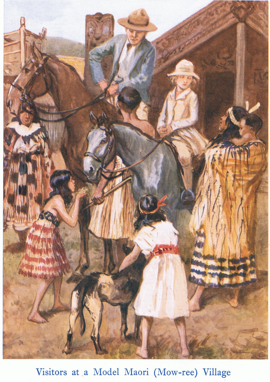 Besökare i en maoriby av Gordon Frederick Browne