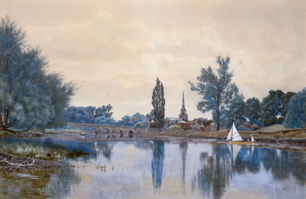 Wallingford från floden Thames (akvarell) av Gordon Fraser