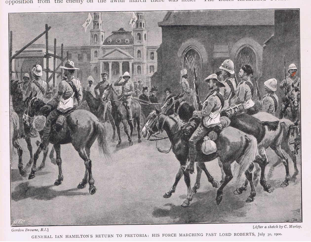 General Ian Hamiltons återkomst till Pretoria: hans styrka marscherade förbi Lord Roberts 30 juli 1900 av Gordon Frederick Browne