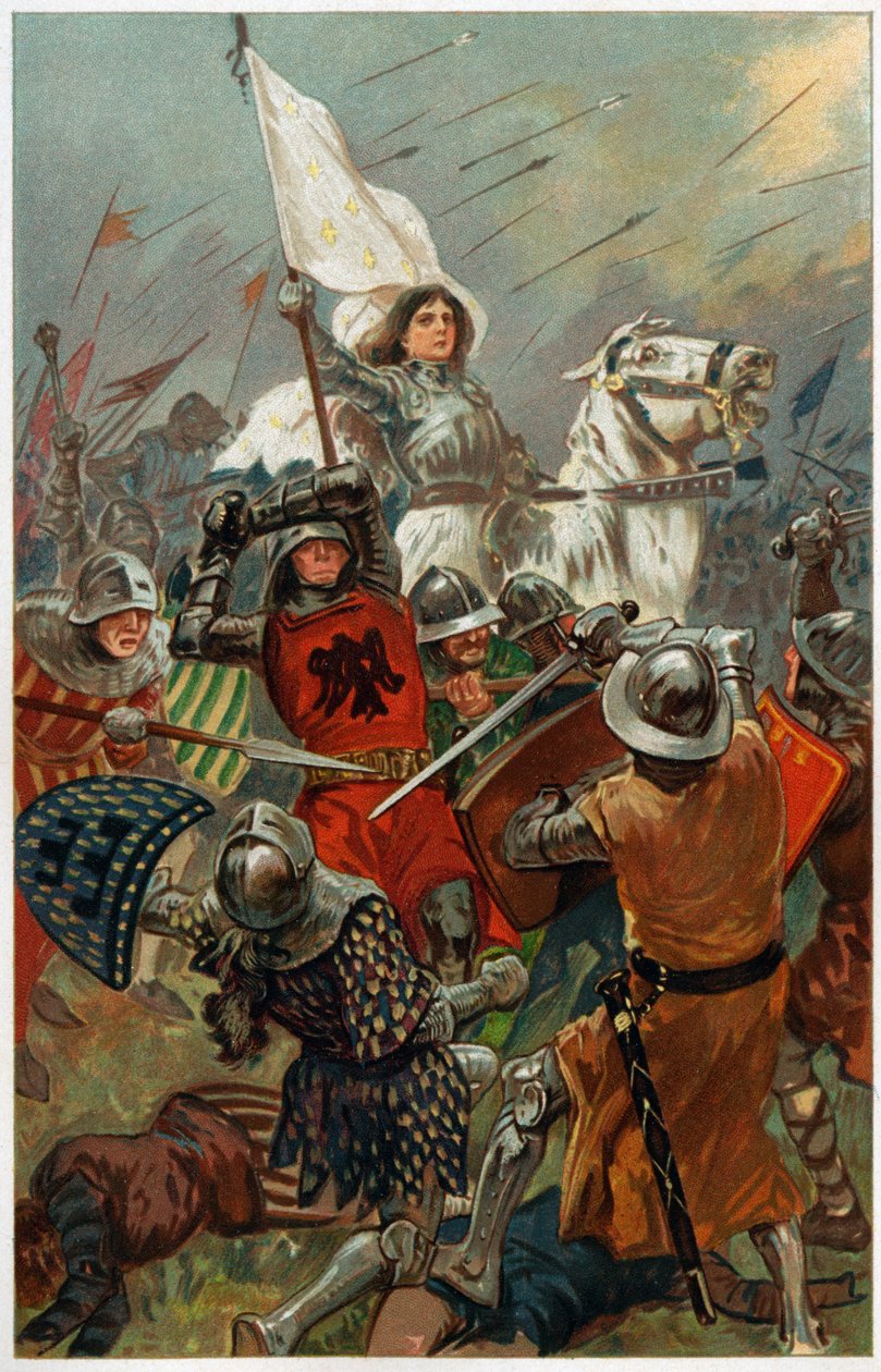 "The Maid inspirerade sina landsmän med sin egen tro och mod", illustration från "Heroes und Heroines of English History" av Alice S. Hoffman av Gordon Frederick Browne