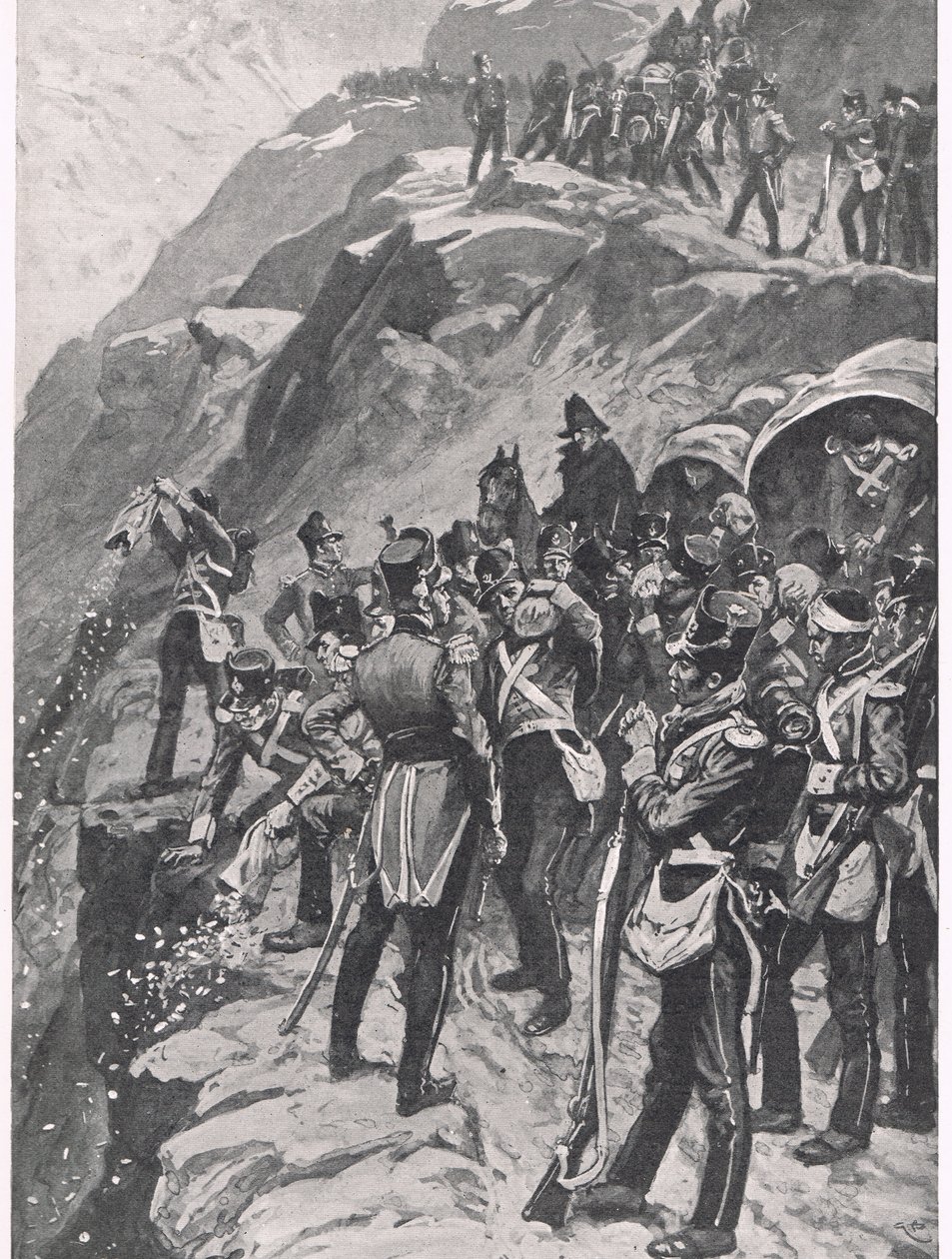 The Retreat to Corunna: Hurling the Silver down the Mountainside, illustration från 