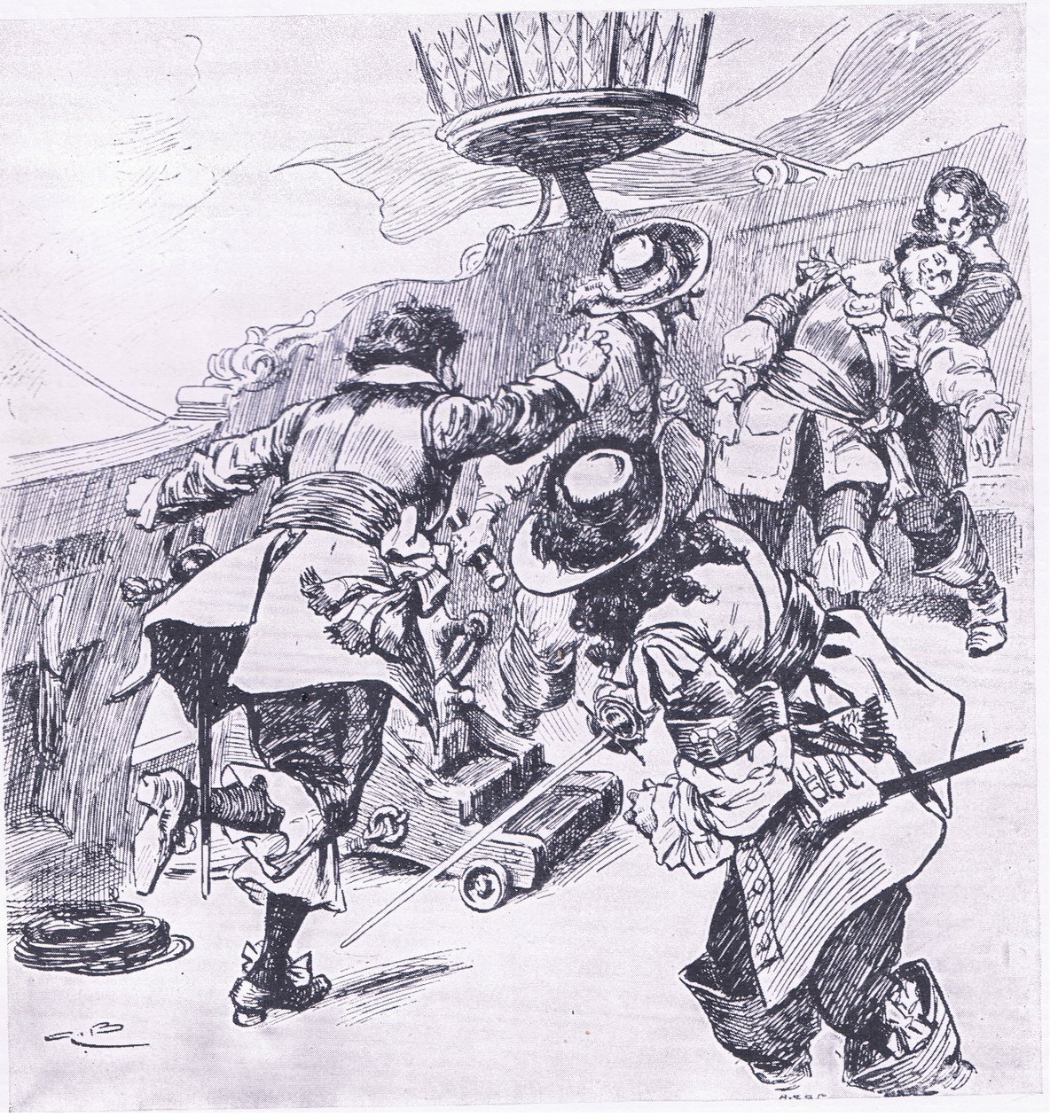 Von Tromps död 31 juli 1653, illustration från brittiska striderna på land och hav, 1915 av Gordon Frederick Browne