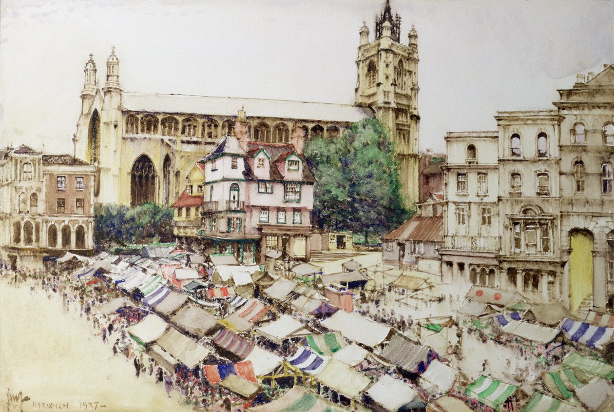 Norwich: Market Place och Church of St. Peter Mancroft av Gordon Mitchell Forsyth