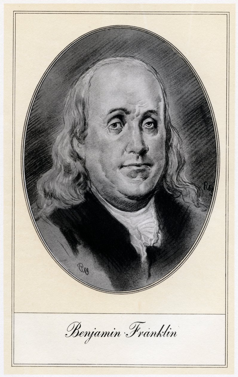 Benjamin Franklin, politisk person och statsmän i USA, tidigt 1900-tal av Gordon Ross