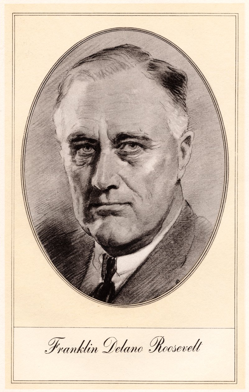 Franklin Delano Roosevelt, USA:s 32:a president, mitten av 1900-talet. av Gordon Ross
