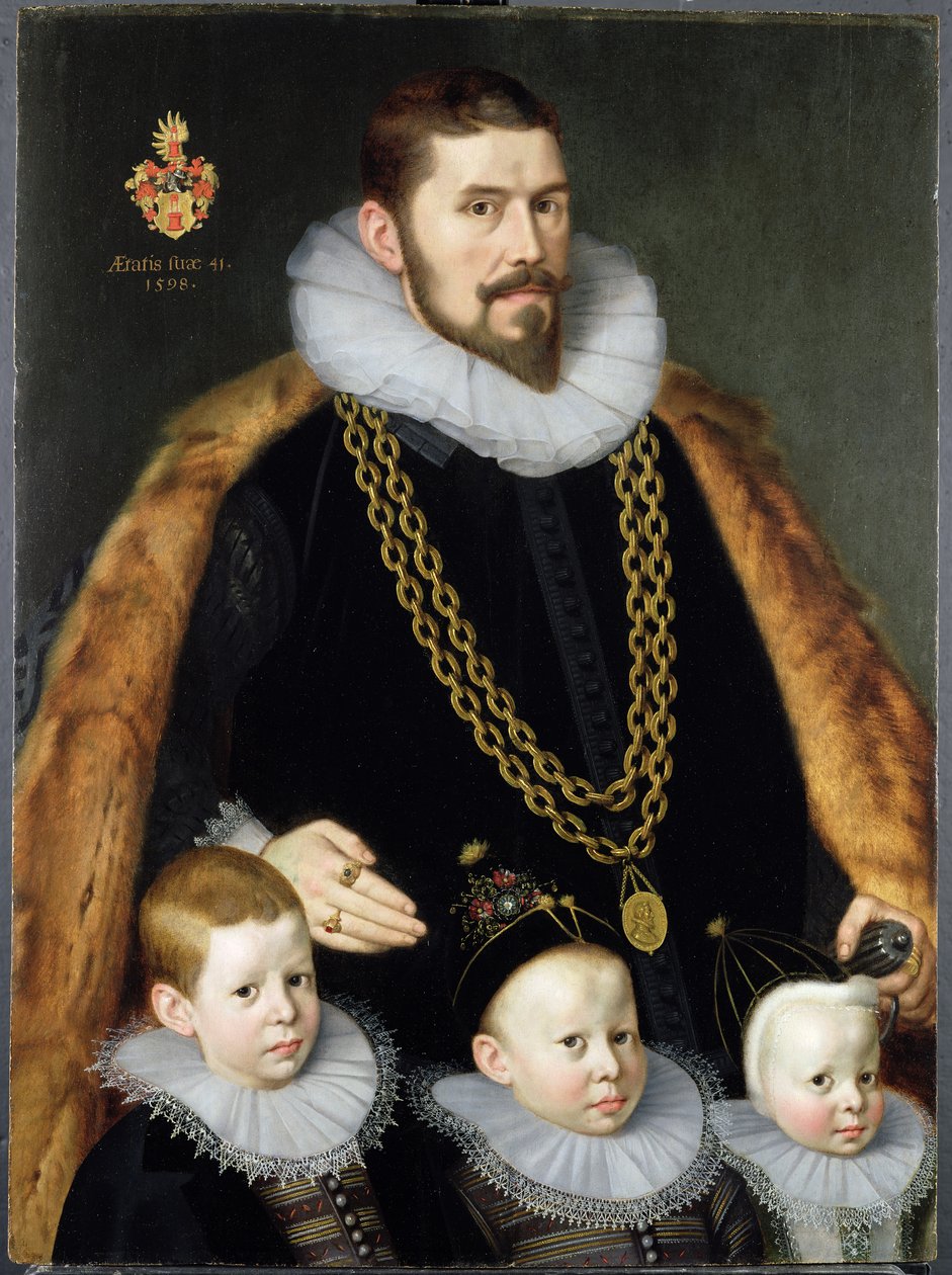 Ett par familjeporträtt, 1598 (för par se 228145) av Gortzius Geldorp