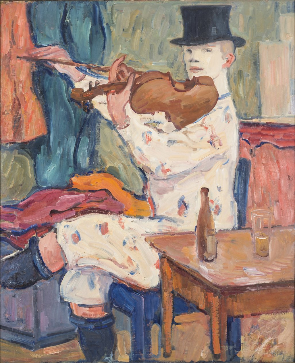 En clown som spelar fiol, 1915 av Gosta von Hennigs