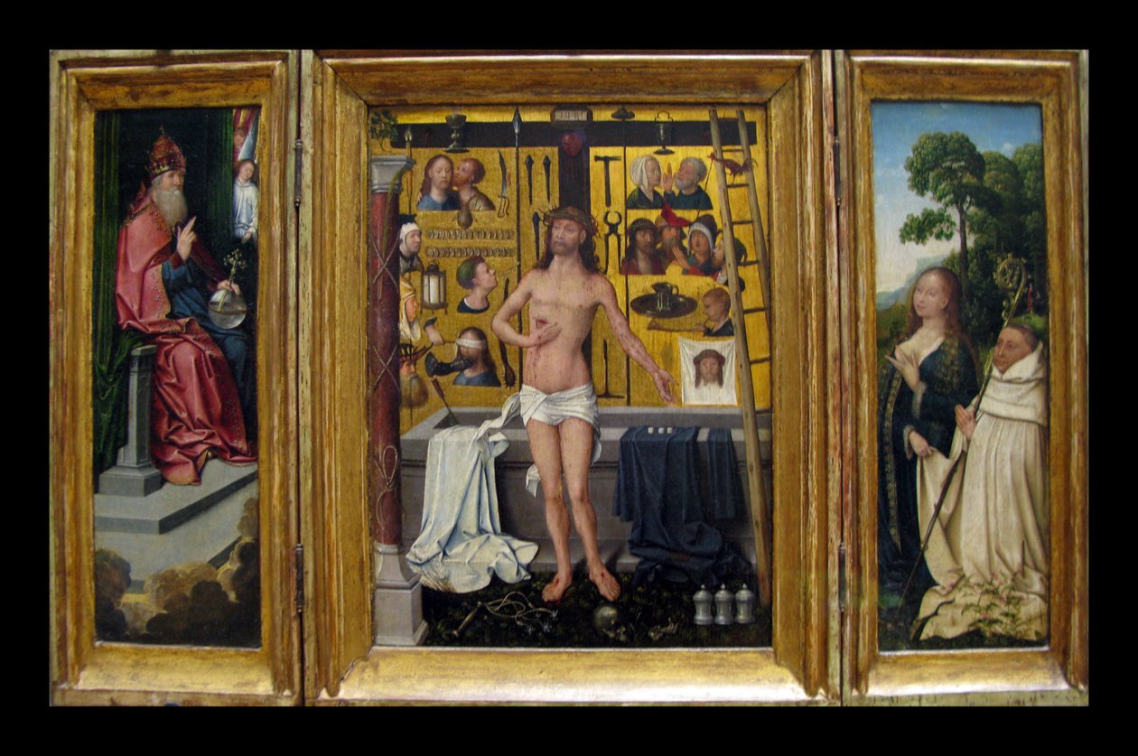 Triptych of Abbot Antonius Tsgrooten av Goswin van der Weyden