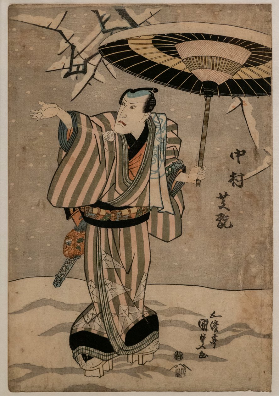 Skådespelaren Nakumara Shikan II - Besöket av plommonblommor av Gototei Kunisada