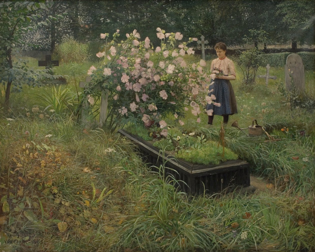 Kyrkogårdsscen av Gottfrid Kallstenius
