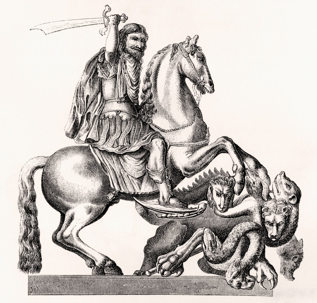 Englands kung Karl II föreställd som Sankt Georg som dödar draken, 1855 av Gottfried Leigeber