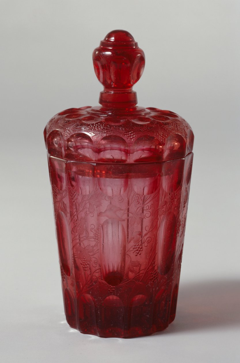 Fasad glasbägare med lock, före 1700 (glas) av Gottfried Spiller