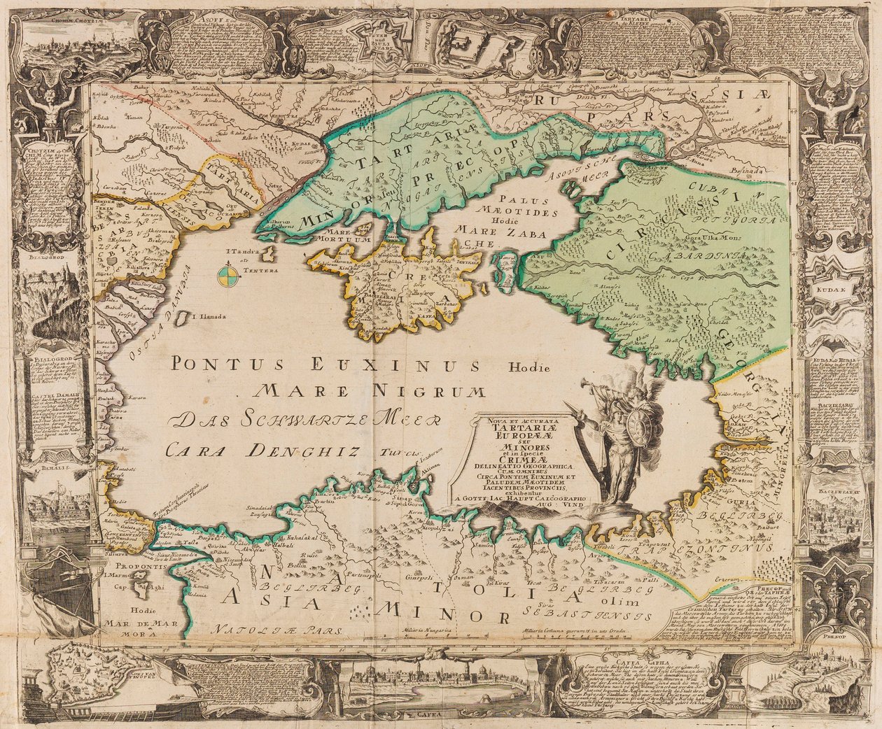 Karta över Svarta havet och Krim, ca. 1740. av Gottfried Jacob Haupt