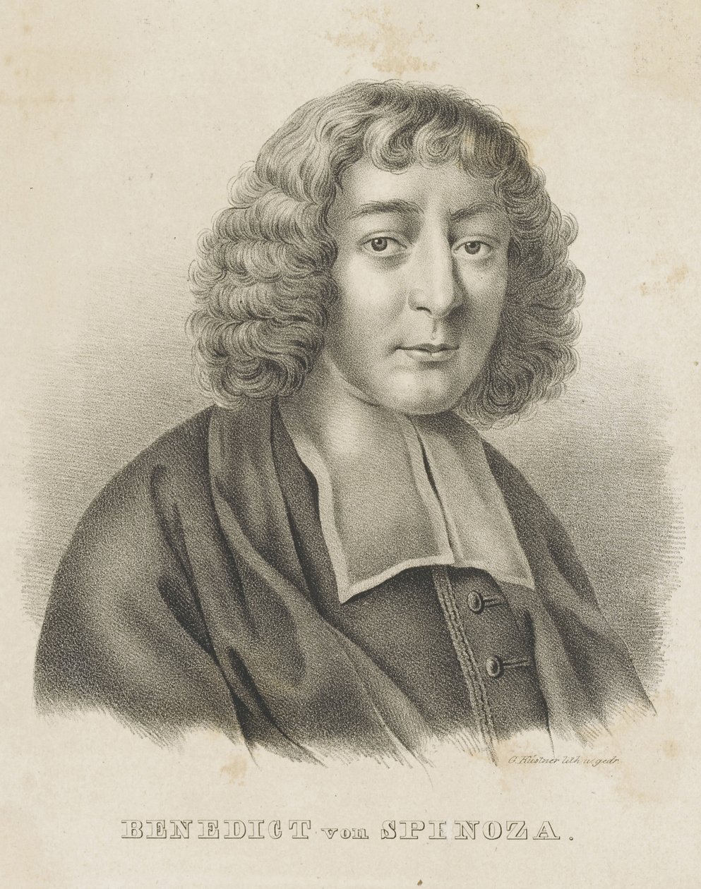 Porträtt av Baruch Spinoza, ca. 1830-1840. av Gottfried Küstner