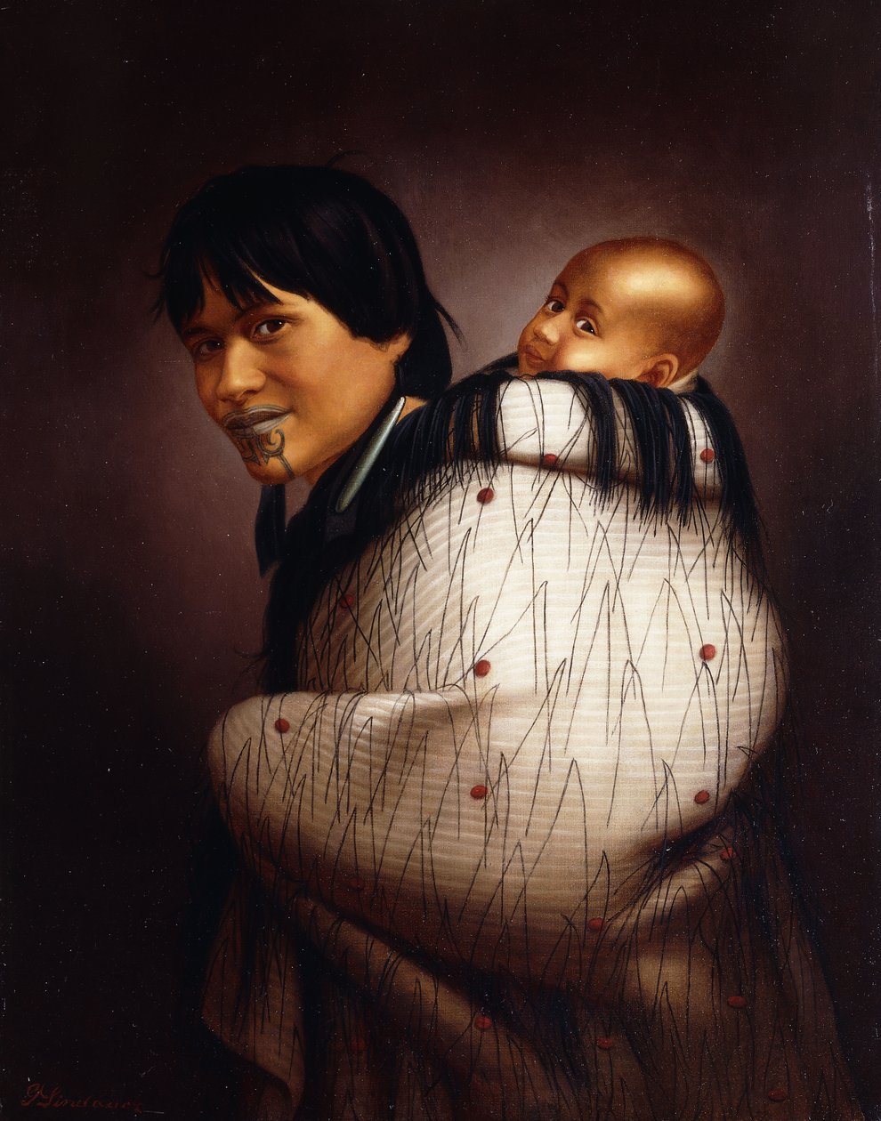 Ana Rupene och barn, av Gottfried Lindauer