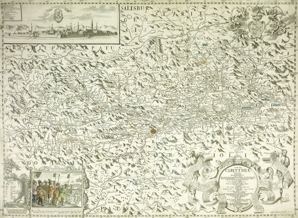 En karta över Österrike och Tjeckoslovakien, 1718 av Gottfried Pfantz