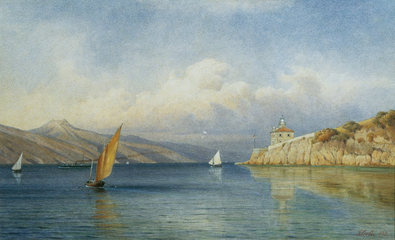 Fyren Prestenizza på ön Cherso av Gottfried Seelos
