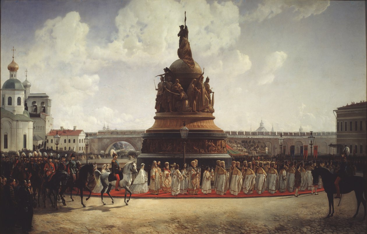 Invigningen av monumentet till Rysslands tusenårsrike i Novgorod 1862, 1864 av Gottfried Willewalde