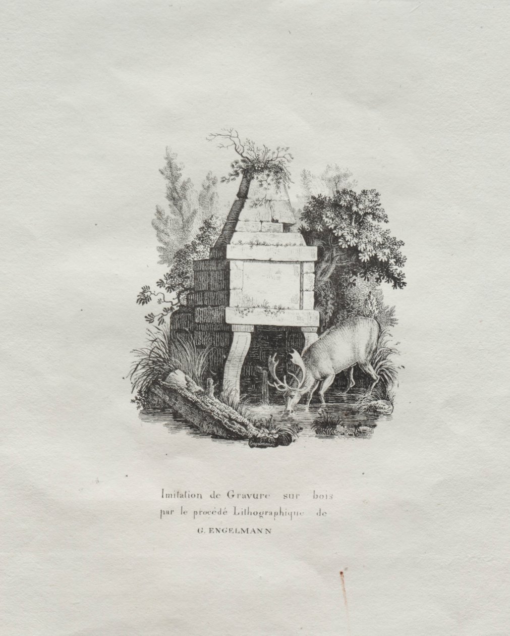 Samling av litografiska essäer: A Fountain Imitating Woodcut, ca. 1816. av Gottfried or Godefroy Engelmann