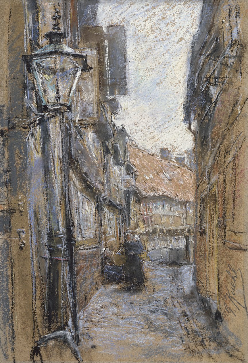 Gata i Teilfeld, 1890 (pastell på kort) av Gotthardt Johann Kuehl