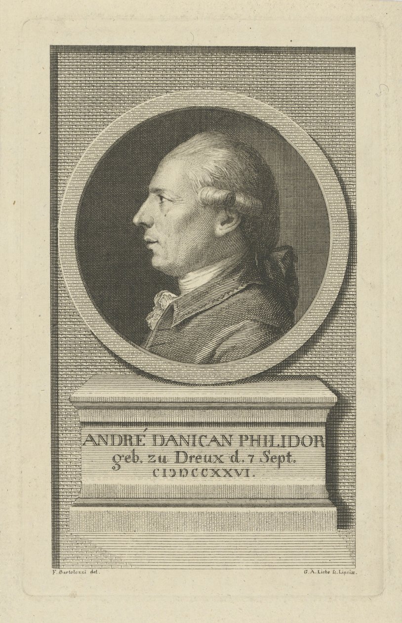 Porträtt av François-André Danican Philidor 1726-1795, ca. 1790. av Gottlob August Liebe
