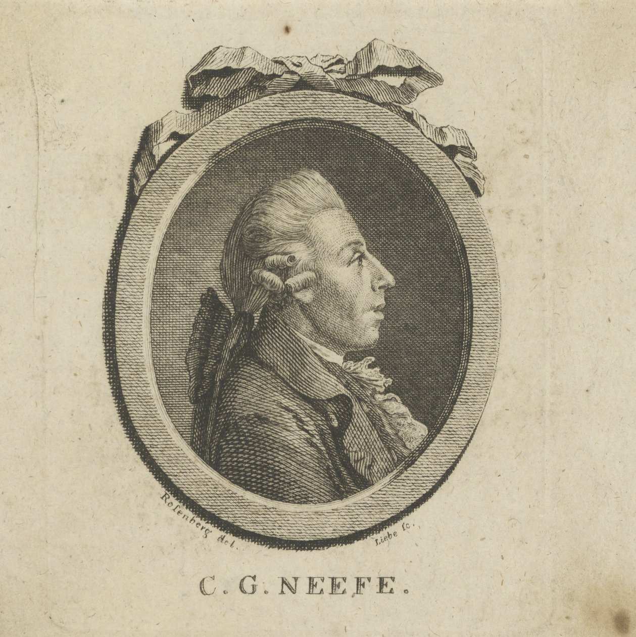 Porträtt av kompositören Christian Gottlob Neefe 1748-1798, ca. 1780. av Gottlob August Liebe