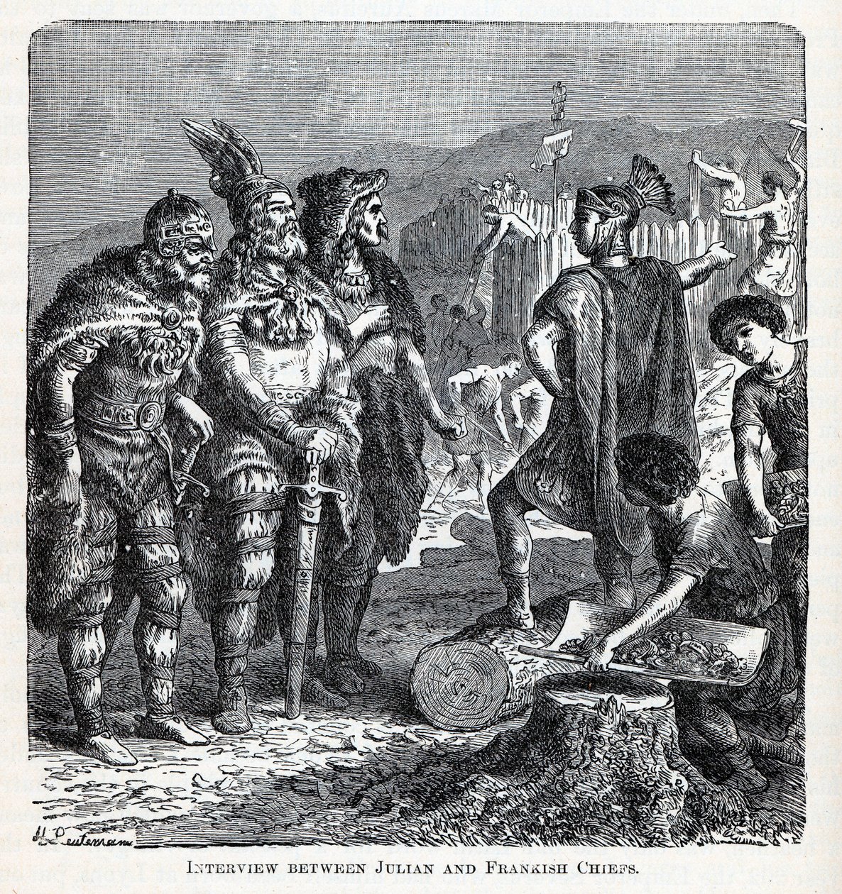 Intervju mellan Julian och Frankiska hövdingar, 1882 av Gottlob Heinrich Leutemann