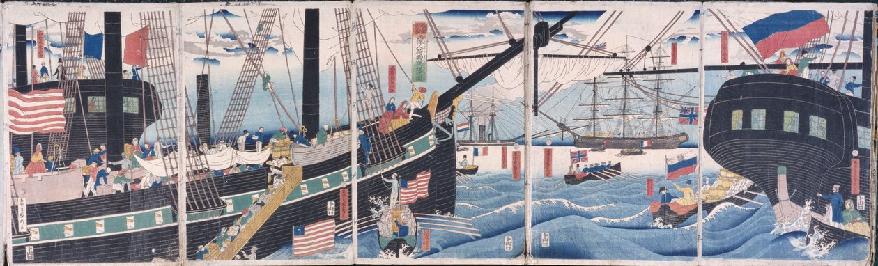 Utländska fartyg i Yokohama av Gountei Sadahide