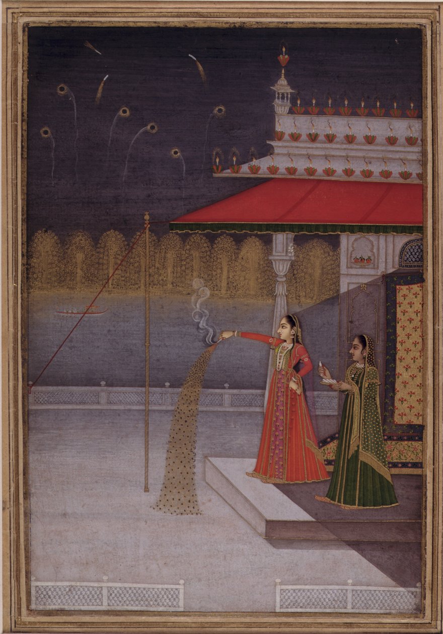 The Night of Shab-barat, ca 1735-40 (ogenomskinlig akvarell på papper) av Gouvardhan (attr. to)