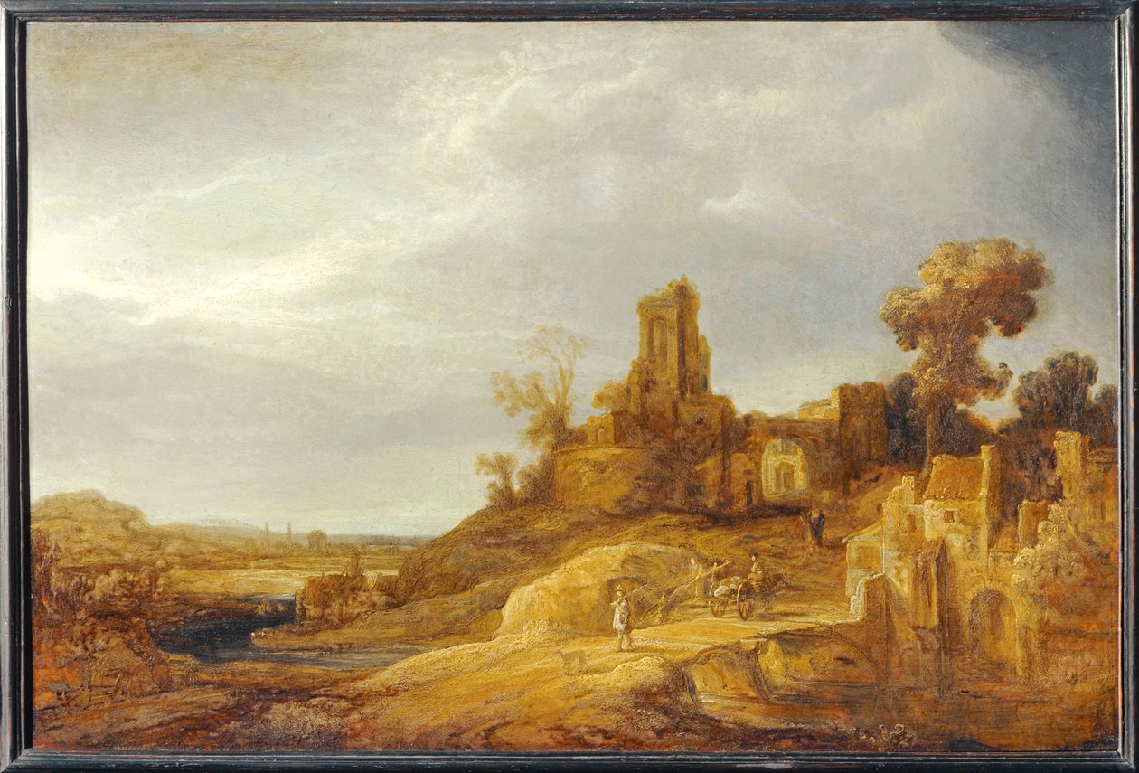 Landskap vid bron ... av Govaert Flinck