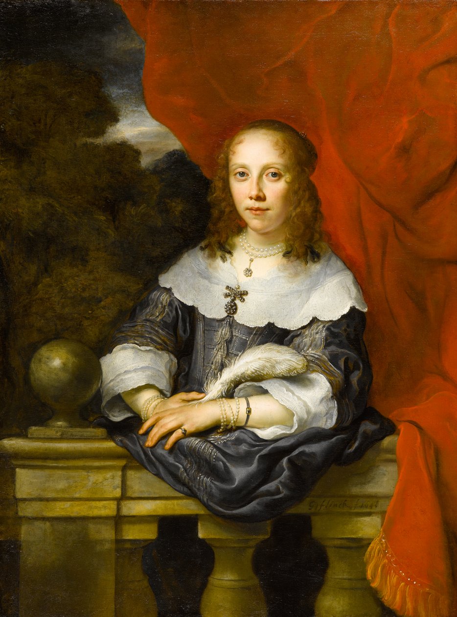 Porträtt av en dam (Margaretha van Raephorst?), 1646 av Govaert Flinck