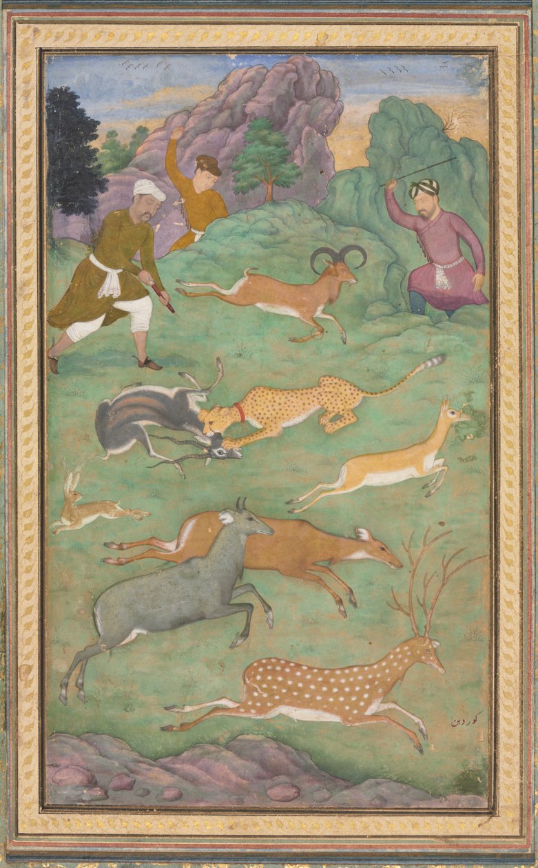Antilop- och rådjursjakt, ca. 1602-1604. av Govardhan