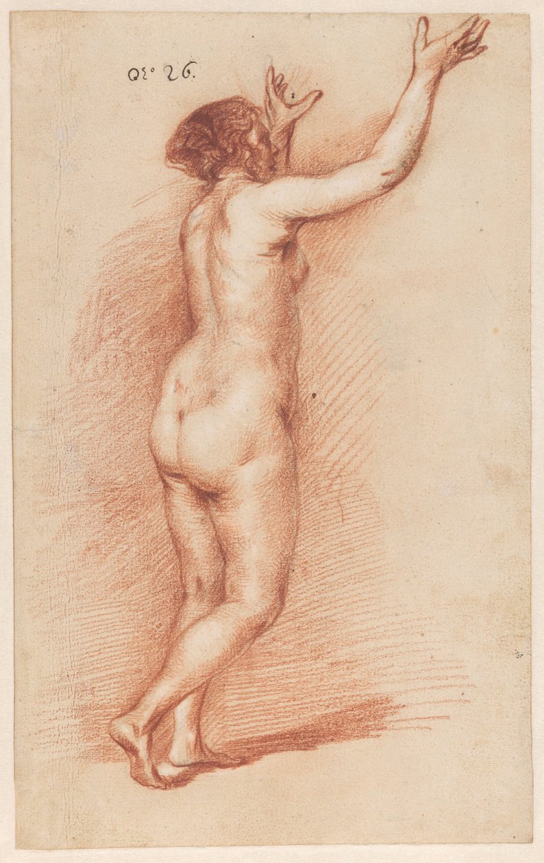 Stående kvinna med höjda armar av Govert Flinck (attributed to)