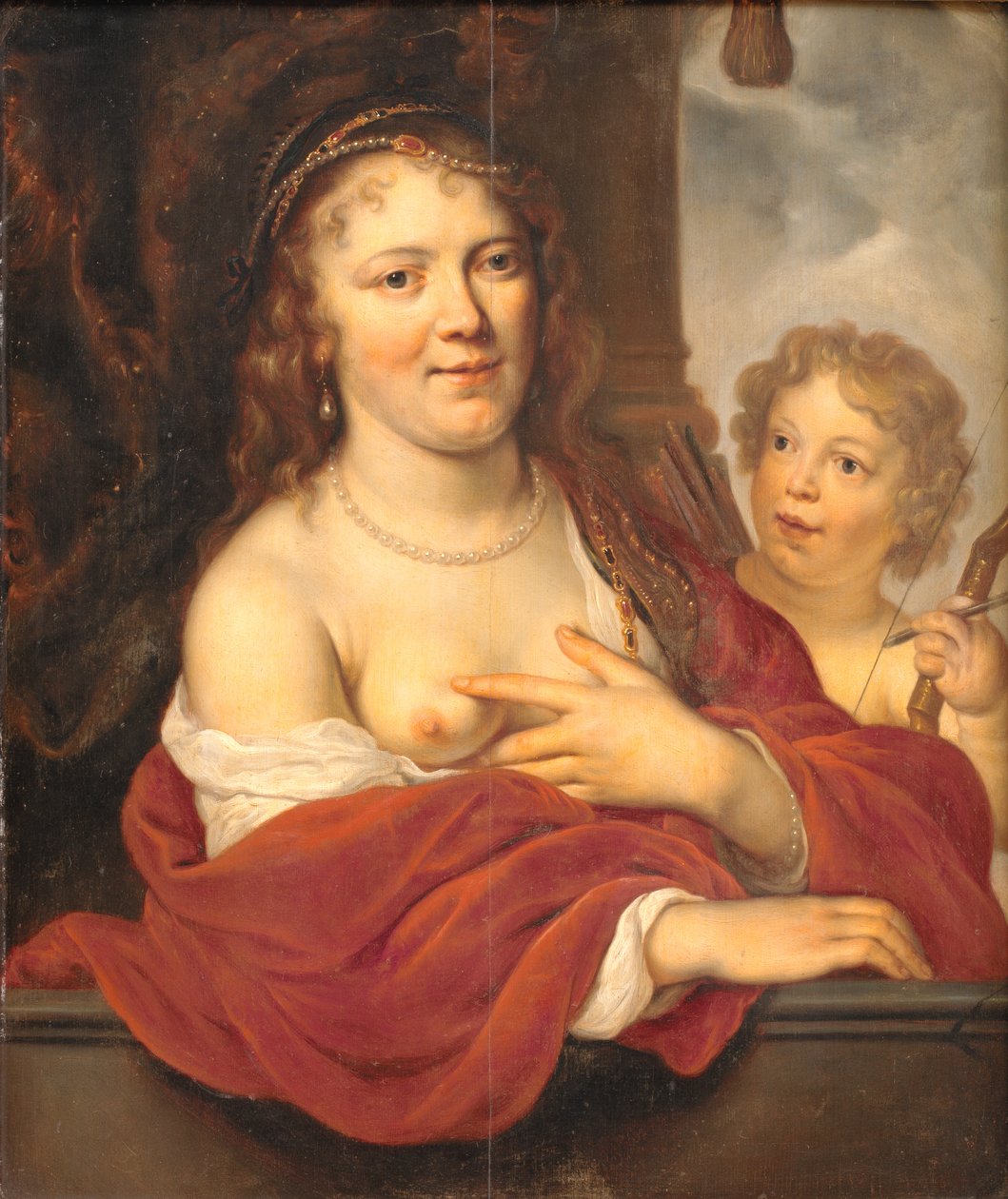 En dam och hennes barn som Venus och Amor av Govert Flinck