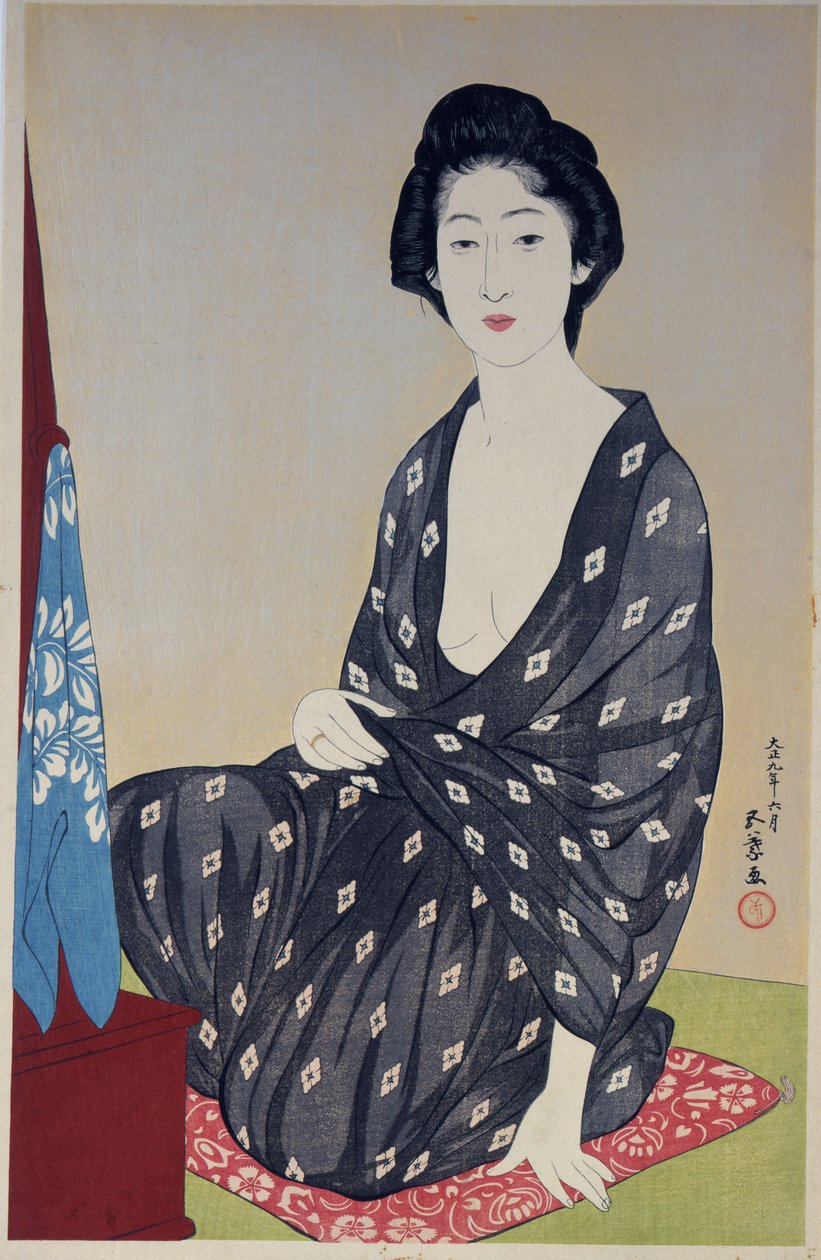 Natsugoromo no onna (Kvinna i sommarplagg) av Goyo Hashiguchi