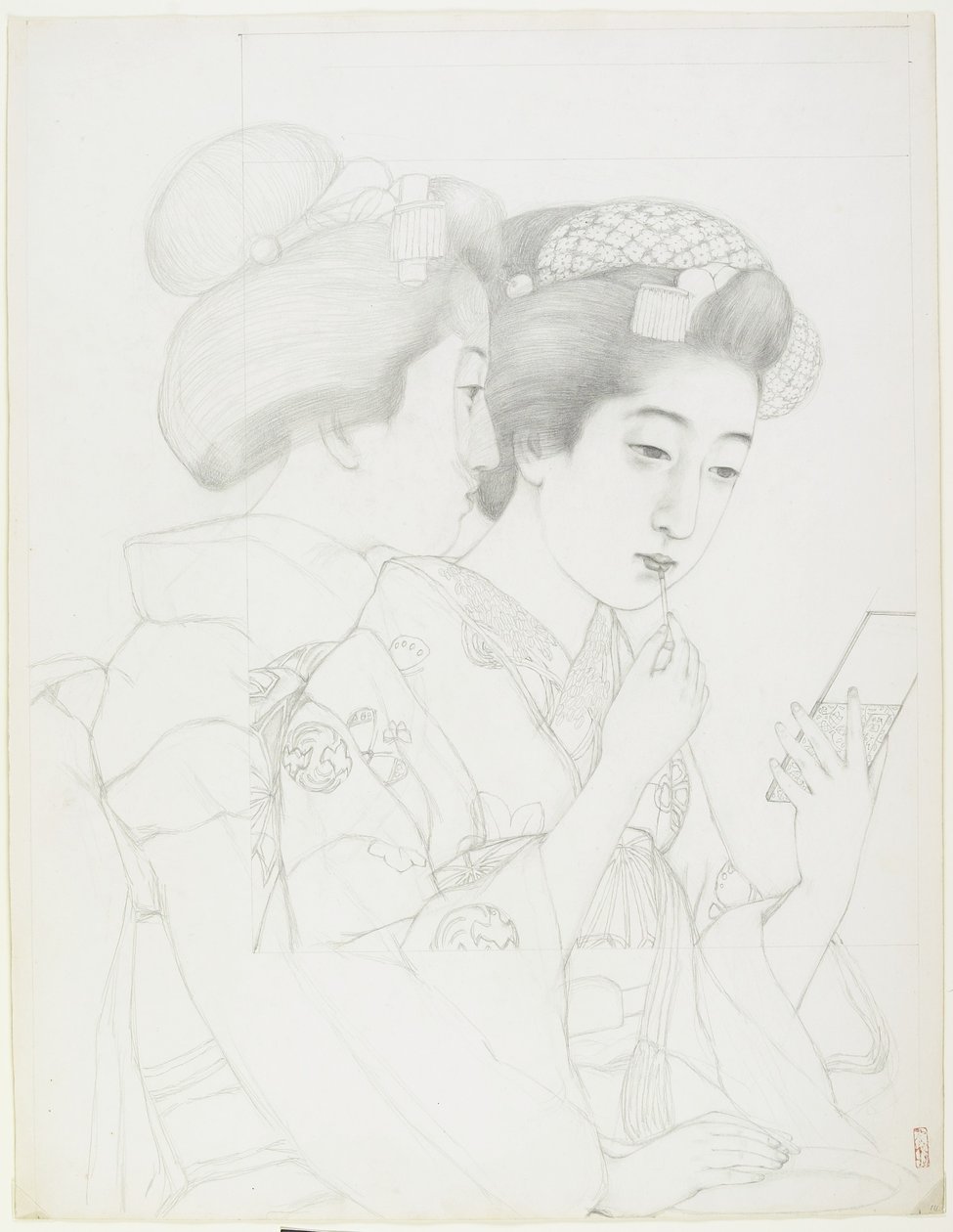 Studie för kvinna med läppborste, 1919 av Goyo Hashiguchi