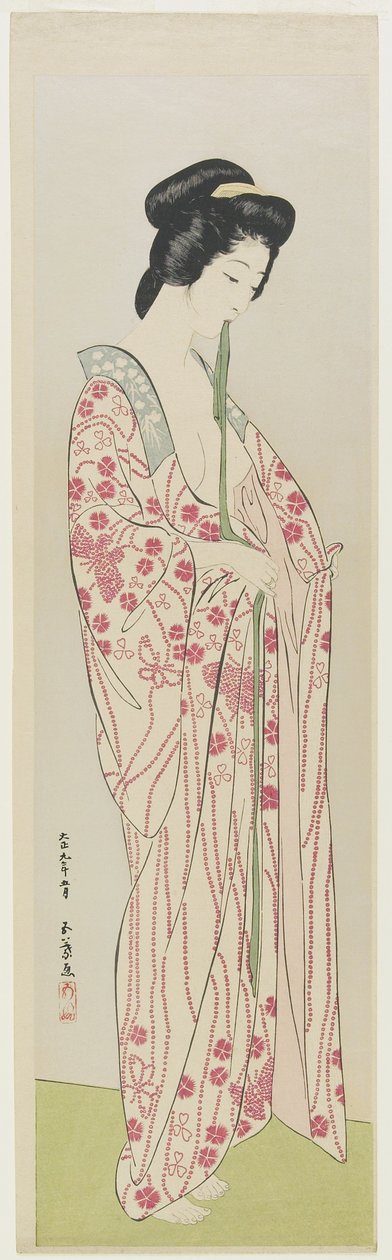 Kvinna i kimonounderklädsel, maj 1920 av Goyo Hashiguchi