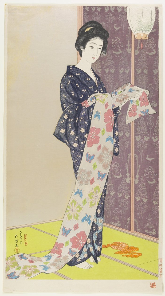 Kvinna i sommarkimono, augusti 1920 av Goyo Hashiguchi