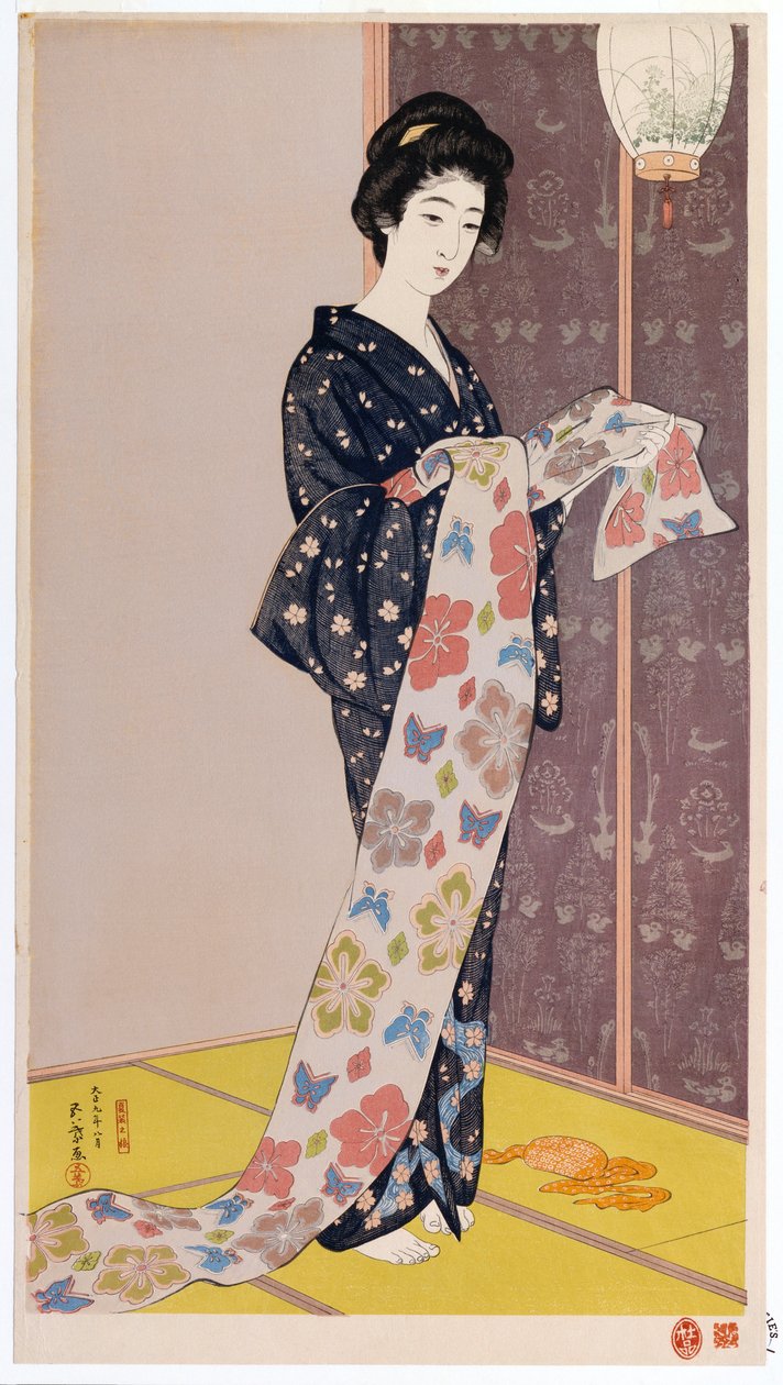Ung kvinna i en sommarkimono, 1920 av Goyo Hashiguchi